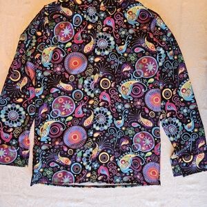 Men's Groovey Paisley Colorful Psychedelic 60s Style Button Down Shirt, L NWOT